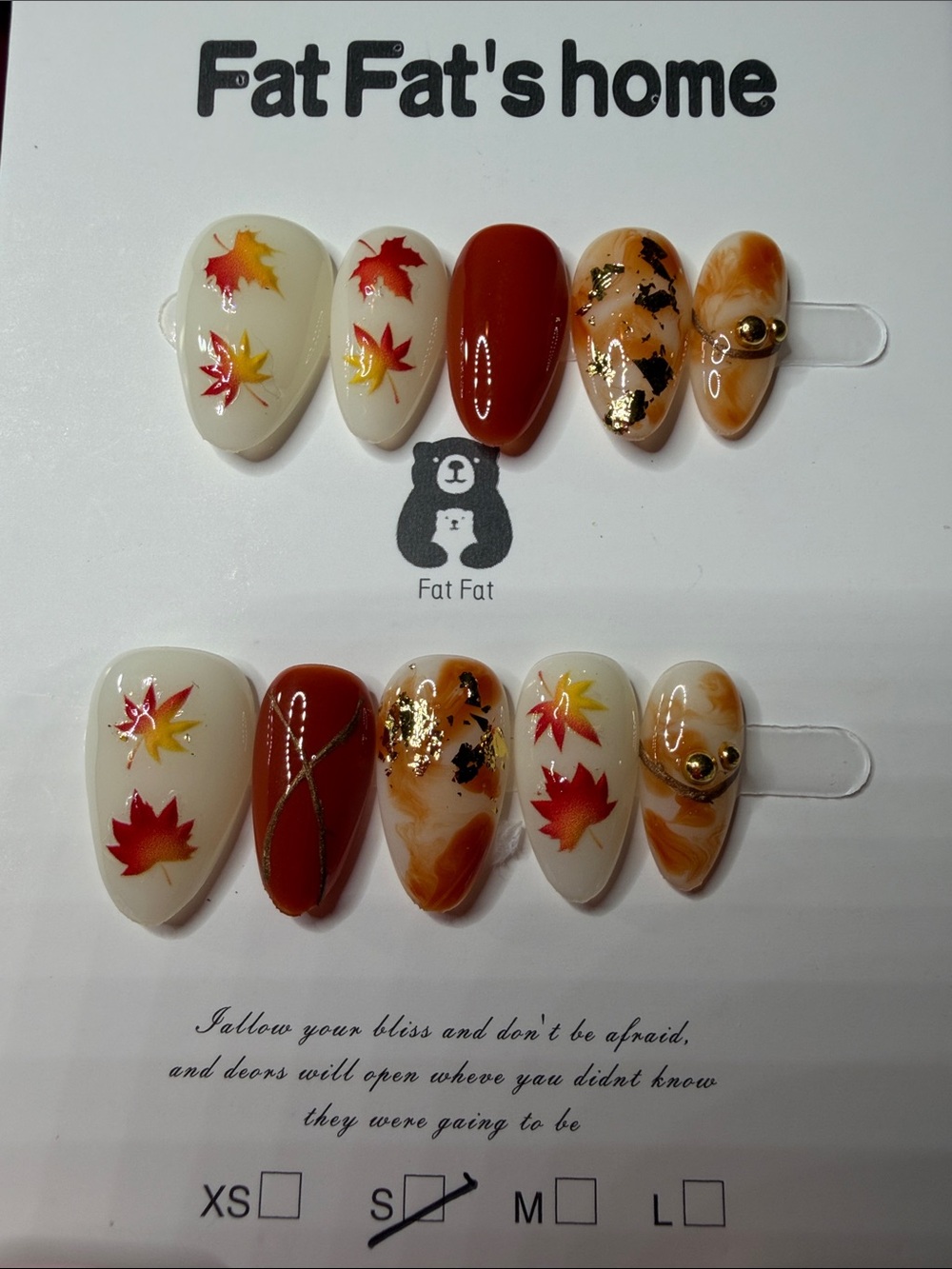 Autumn Maple Press-On Nails in Cream and Brown